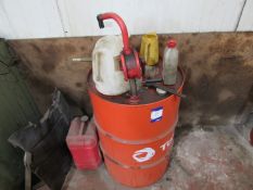Oil drum 15w40 oil with pump, unknown volume
