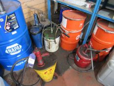 5 various oil / grease dispositors and 2 Red Greas