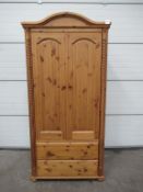 Pine Wardrobe with 2 Doors Over 2 Drawers with barley twist features