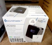 2 x Soundmaster Bluetooth Speakers with Radio, Soundmaster UR260Si Clock Radio with Bluetooth and So