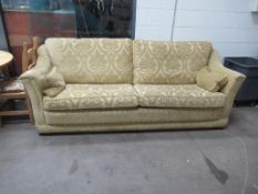 Golden Coloured Baroque Upholstered Three Seater Sofa