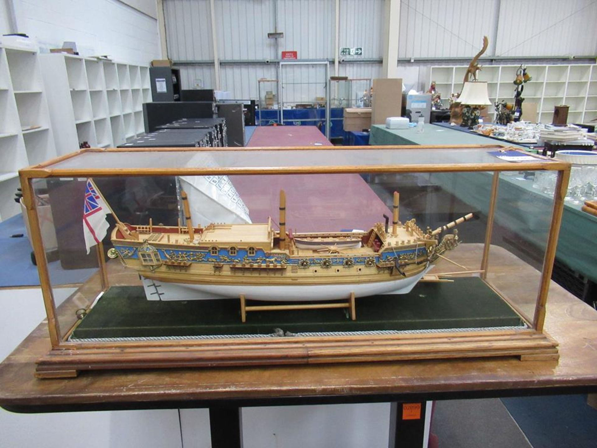 Royal Caroline Model Boat in Glass Cabinet