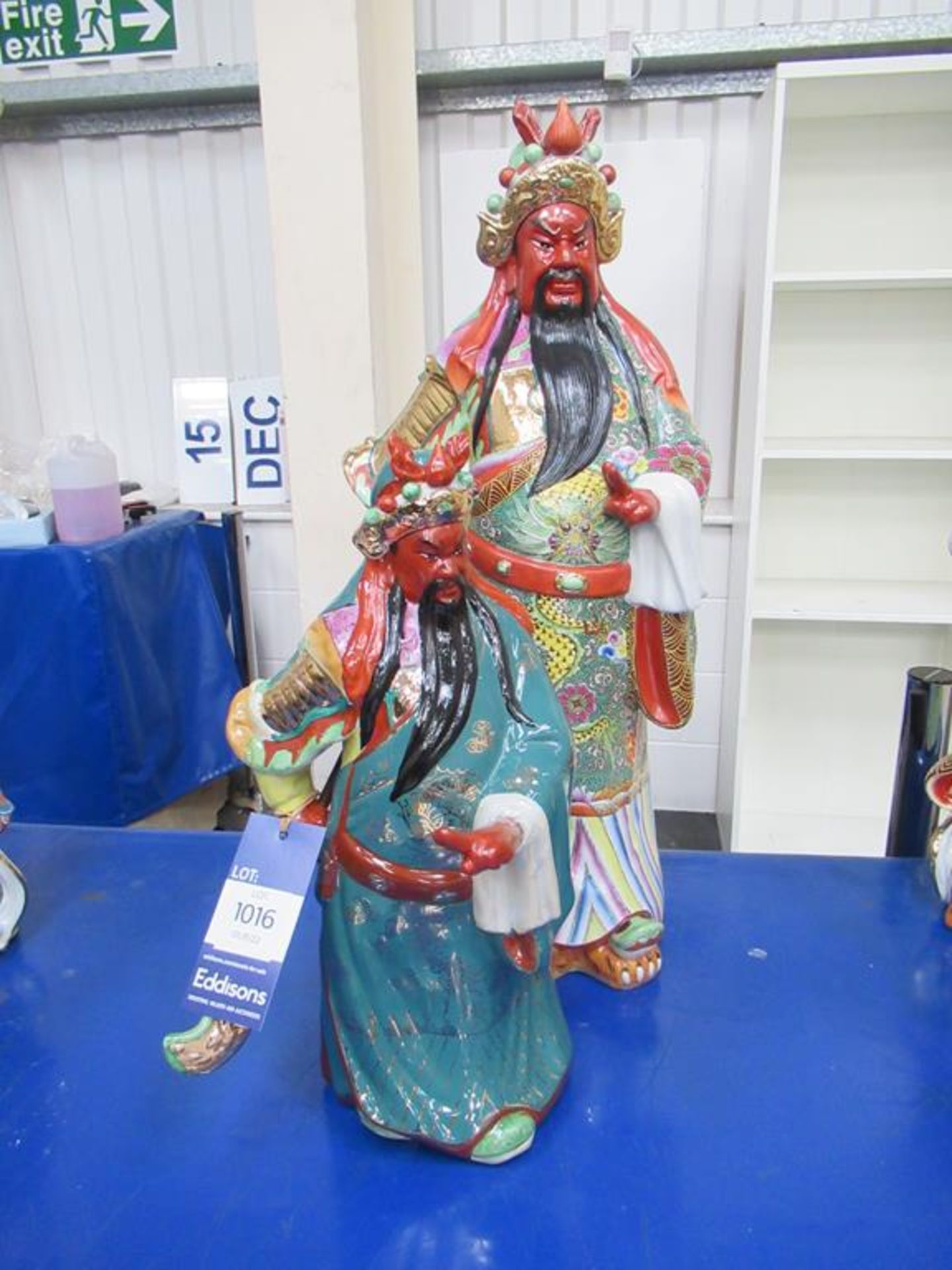 2x Guan Yun Figurines - damaged/incomplete (21" and 32")