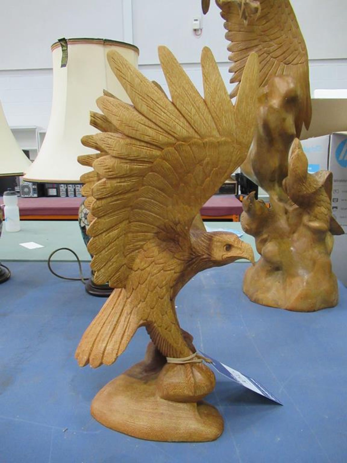2x Carved Wooden Eagle Figures - 1x 4ft Tall - Image 2 of 16