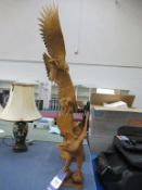 2x Carved Wooden Eagle Figures - 1x 4ft Tall