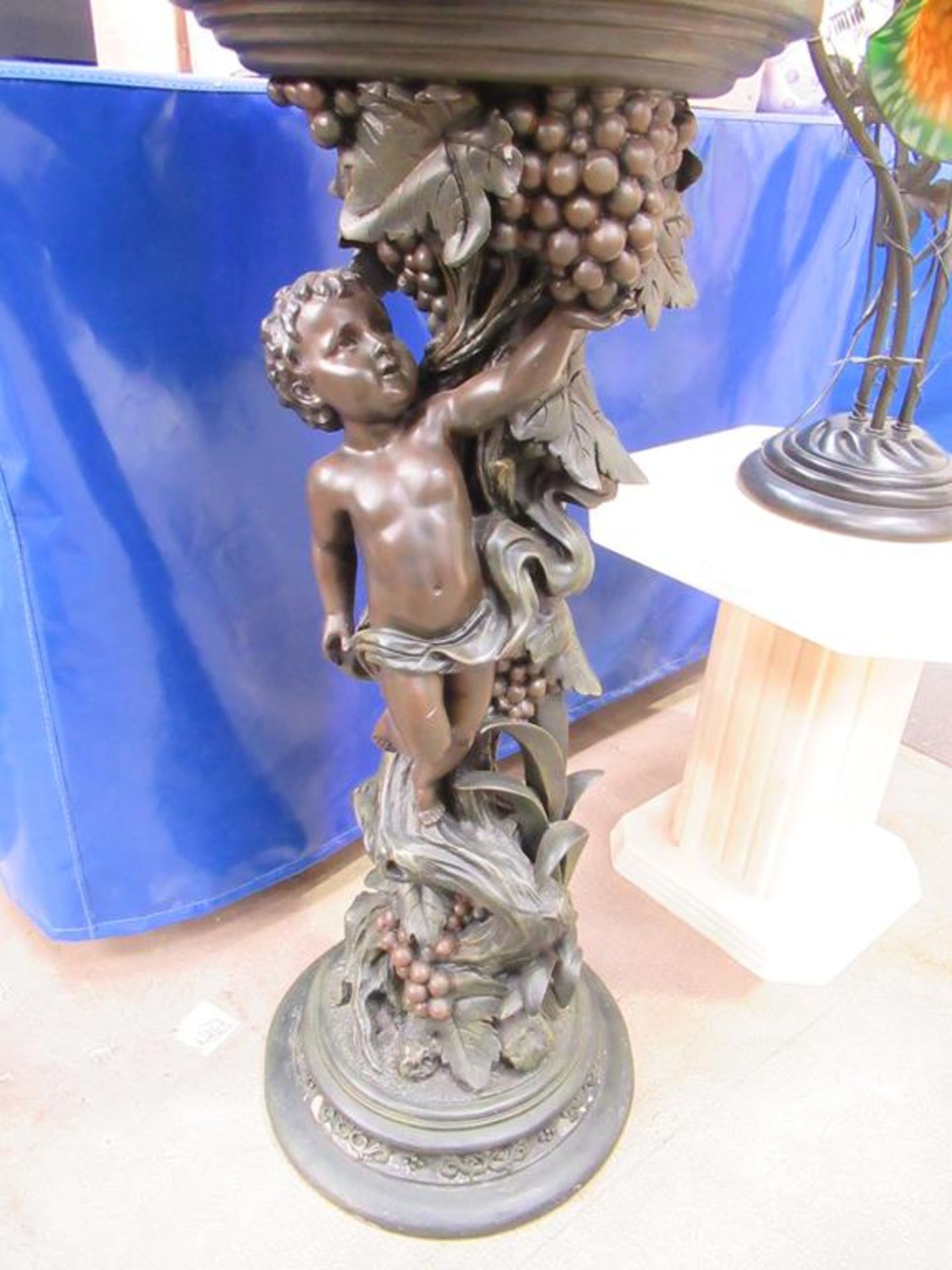 2x Tiffany Style Lamps, one on ebonised stand, one on alabastal style stand - Image 6 of 8