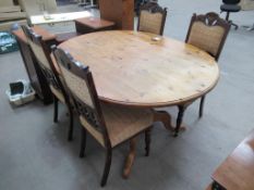 Pine Oval Shaped Dining Table and 4x Chairs