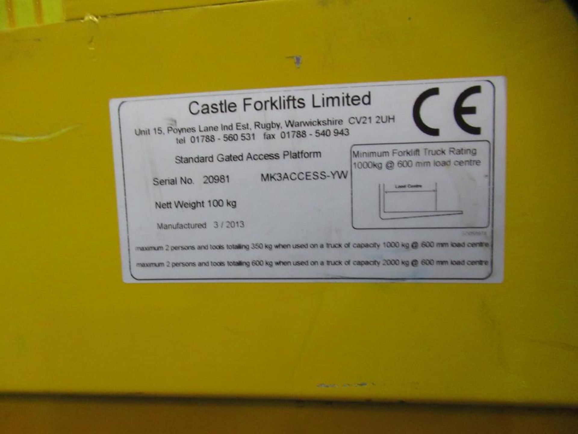 Castles Forklift Standard Gated Access Platform - Image 4 of 5