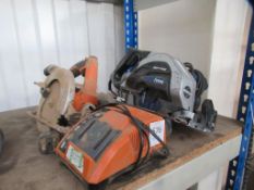 An Evolution EVO180 240V Circular Saw and An AEG 18V Cordless Circular Saw