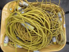 A Qty of 110V Extensions Cables (Wheelbarrow not included)