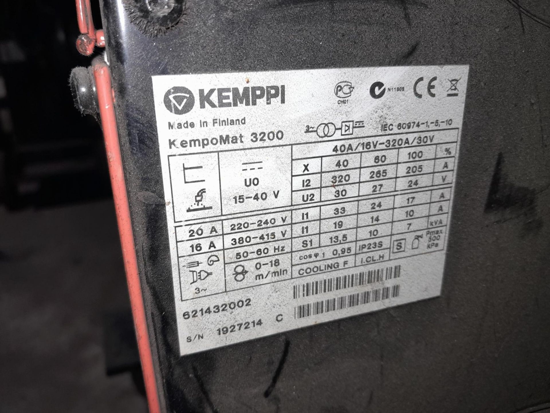 Kemppi Kempomat 3200 welding set, Serial Number 19 - Bild 2 aus 2