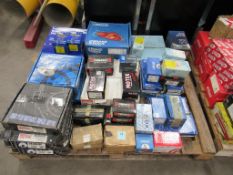 Pallet of Breaking Consumables - Mostly for Honda Civic - Including brake pads, calipers, discs.