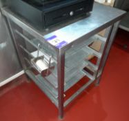 Approx. 650mm x 650mm stainless steel table with 4