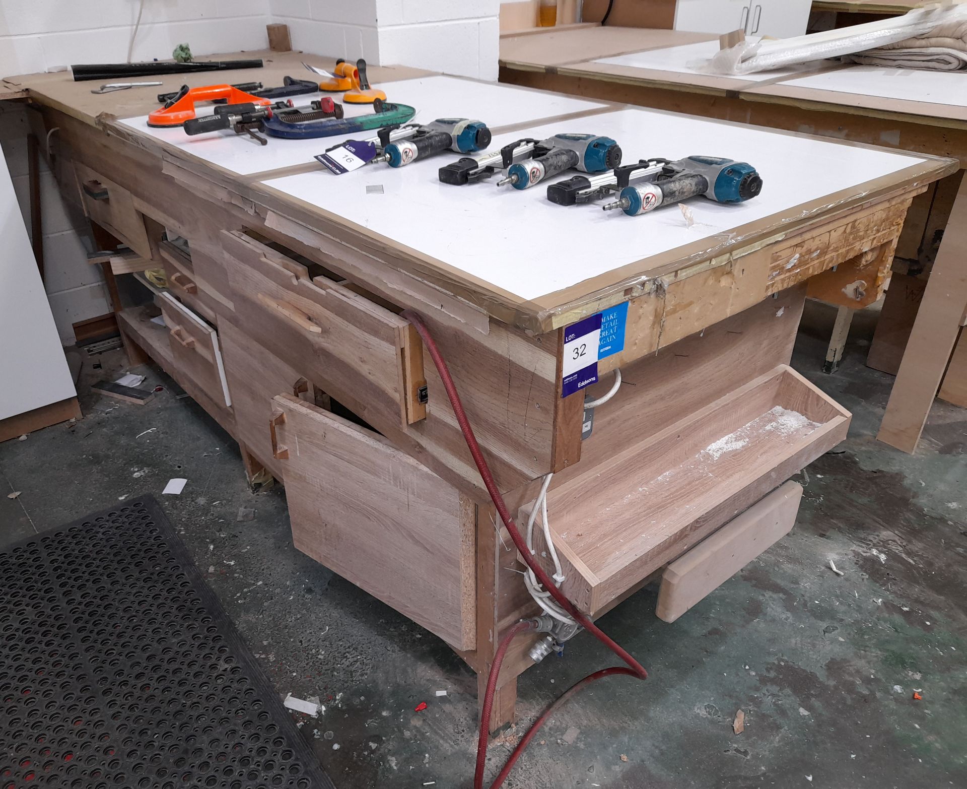 Joinery workbench with under storage, various powe