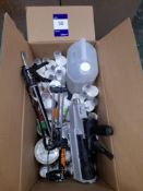 Box containing various adhesives, sealants and 3 v