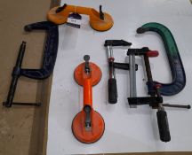 2 x Veribor glass lifters and 4 x various clamps