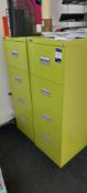 Two Green Steel Filing Cabinets.