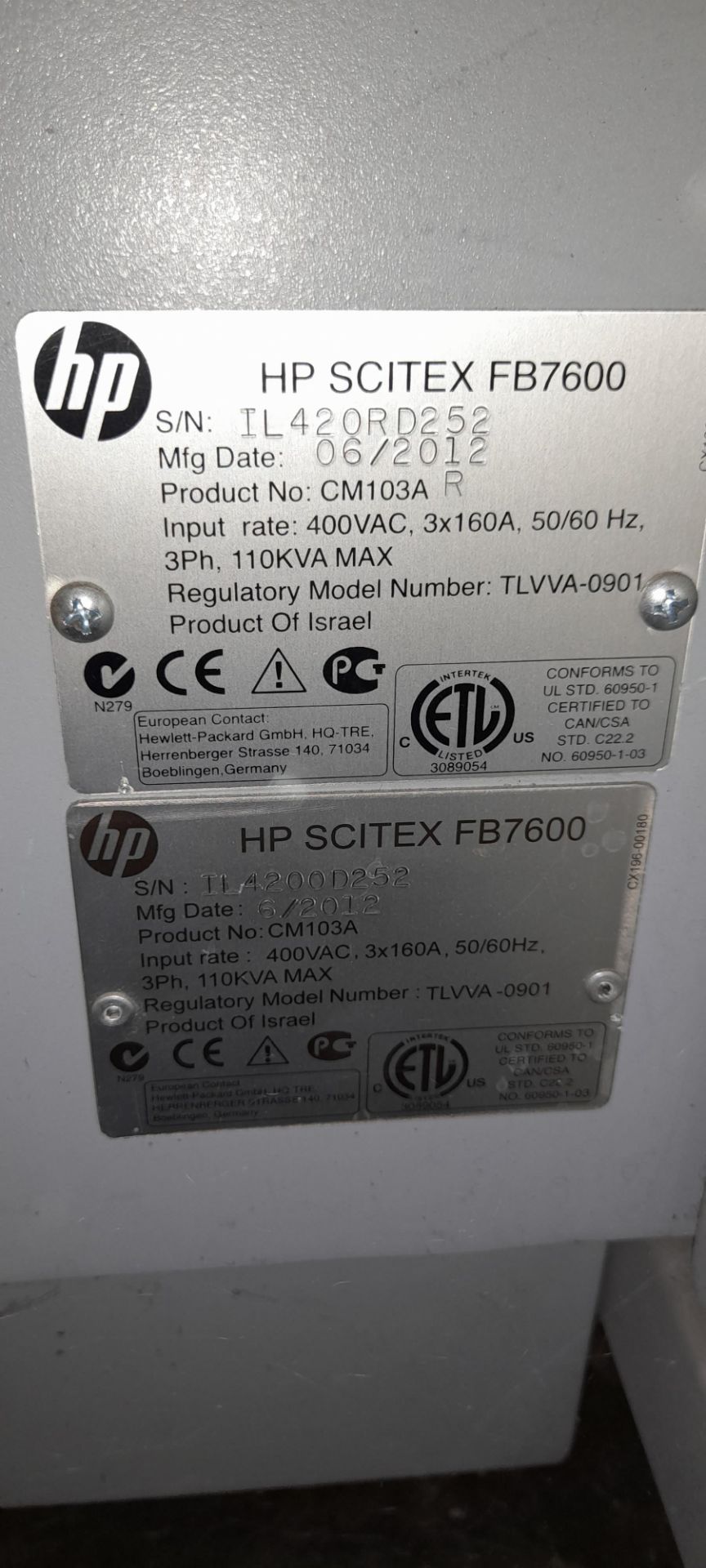 HP Scitex FB7600 Digital Printer. (06/2012) - Image 8 of 11