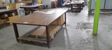Two Timber Mobile Packing Tables. 2800 x 1500.