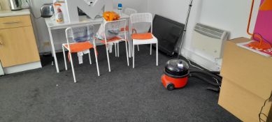 Numatic Henry Vacuum Cleaner, Table & Chairs, Two Waste Bins & LG 42" TV.