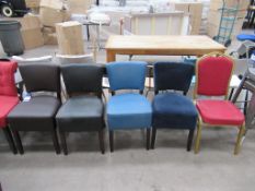 5x Chairs - 3 leather effect - in various colours