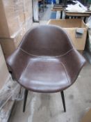 4x Glossy Vintage Black Base PU Chairs