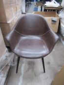 4x Glossy Vintage Black Base PU Chairs