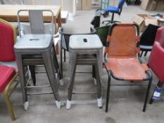 4x Assorted Metal Stools and Leather Effect Chair