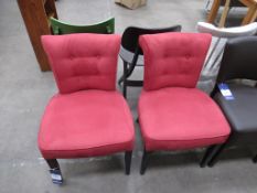 2x Red Suede Effect Upholstered Chairs