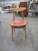 Approx 6x Wooden Framed Leather Effect Brown Seated Café/Bistro Chairs