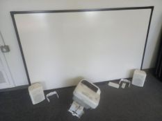 Epson EB-585W Projector c/w White Board, Pair of Speakers, Pen & Remote