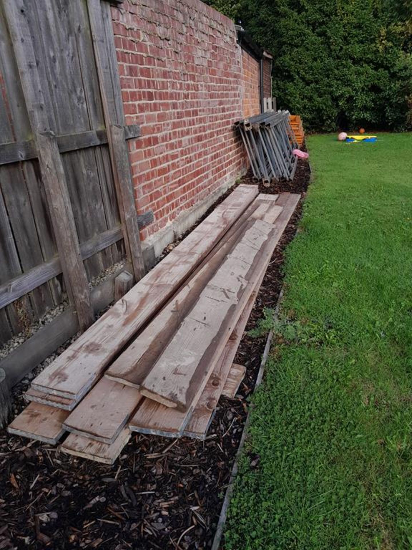 Approx. 30 steel adjustable trestles with quantity of safety attachments and qty of scaffold boards - Image 9 of 9