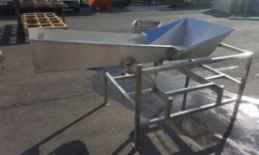 Stainless steel sorting chute on frame