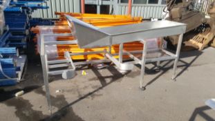 Stainless steel sorting chute on frame