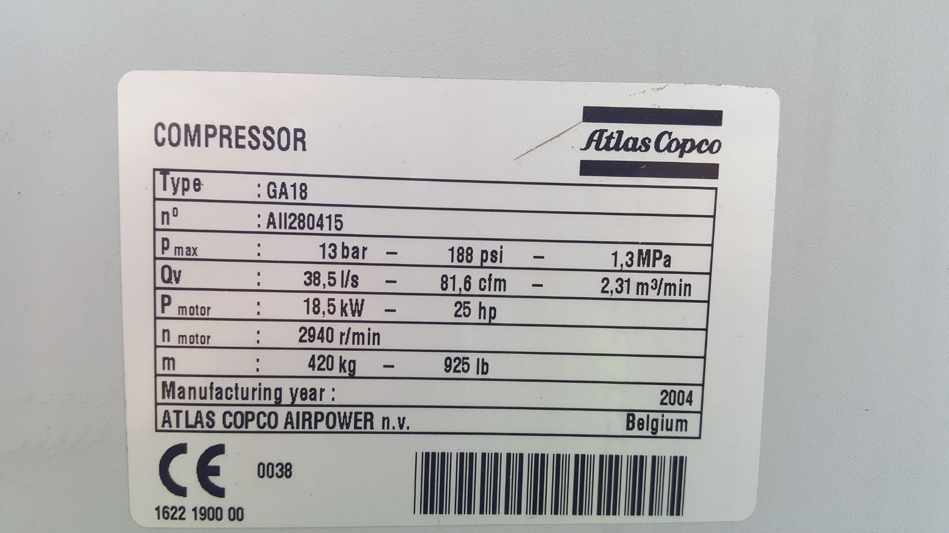 ATLAS COPCO GA18 Compressor - Image 5 of 5