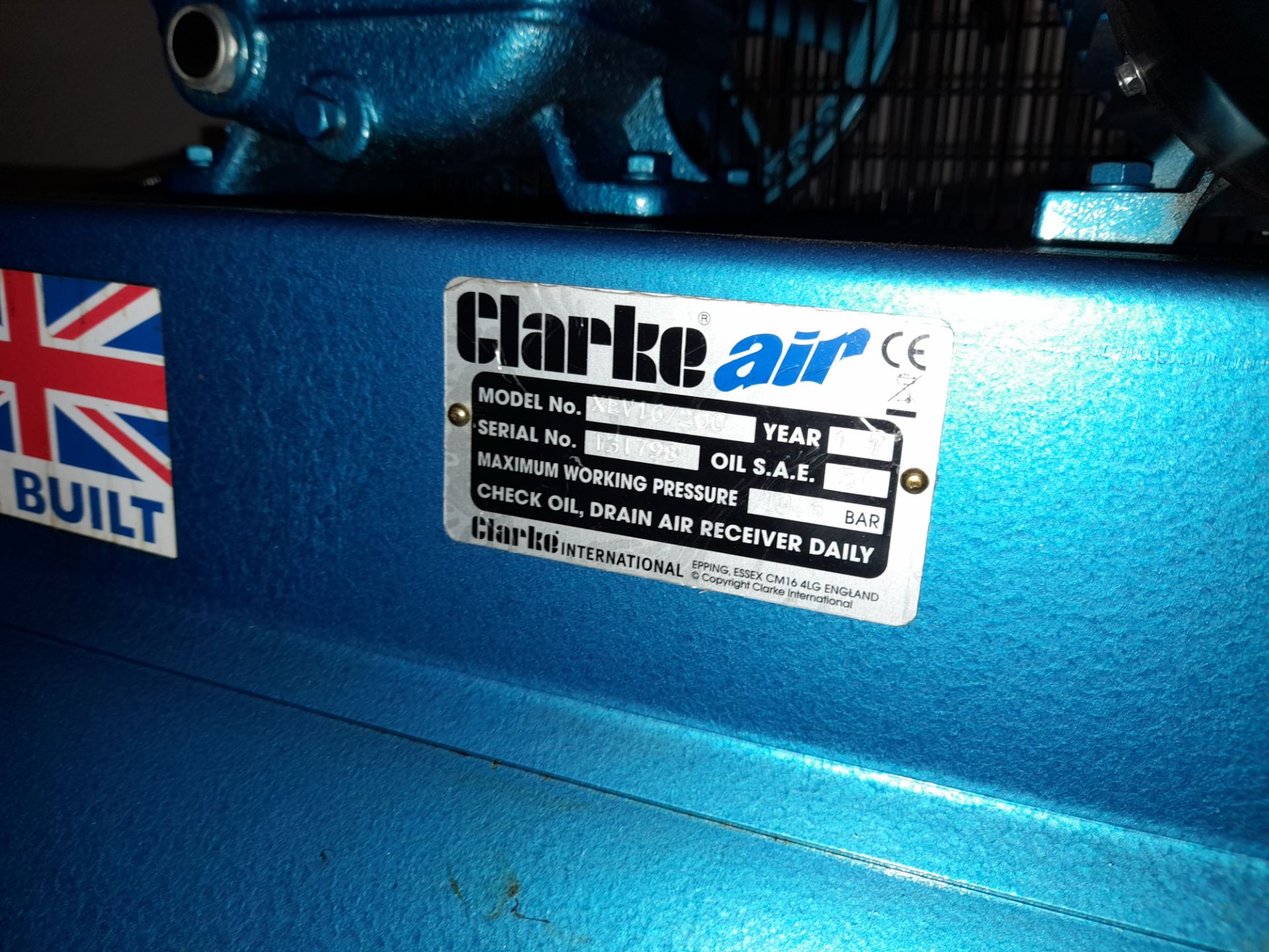 Clarke Air XEV 16/200 piston type air compressor, - Image 2 of 4