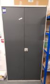 Double door cabinet and contents, to mezzanine, to