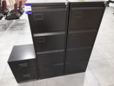 2 x Metal black 4 drawer filing cabinets, and mobi