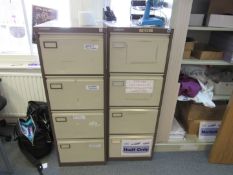 2 four drawer filing cabinets and tambour fronted