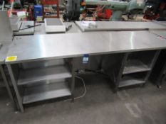 Stainless Steel Island Table/Counter/Cupboard with 2x Double Sockets.