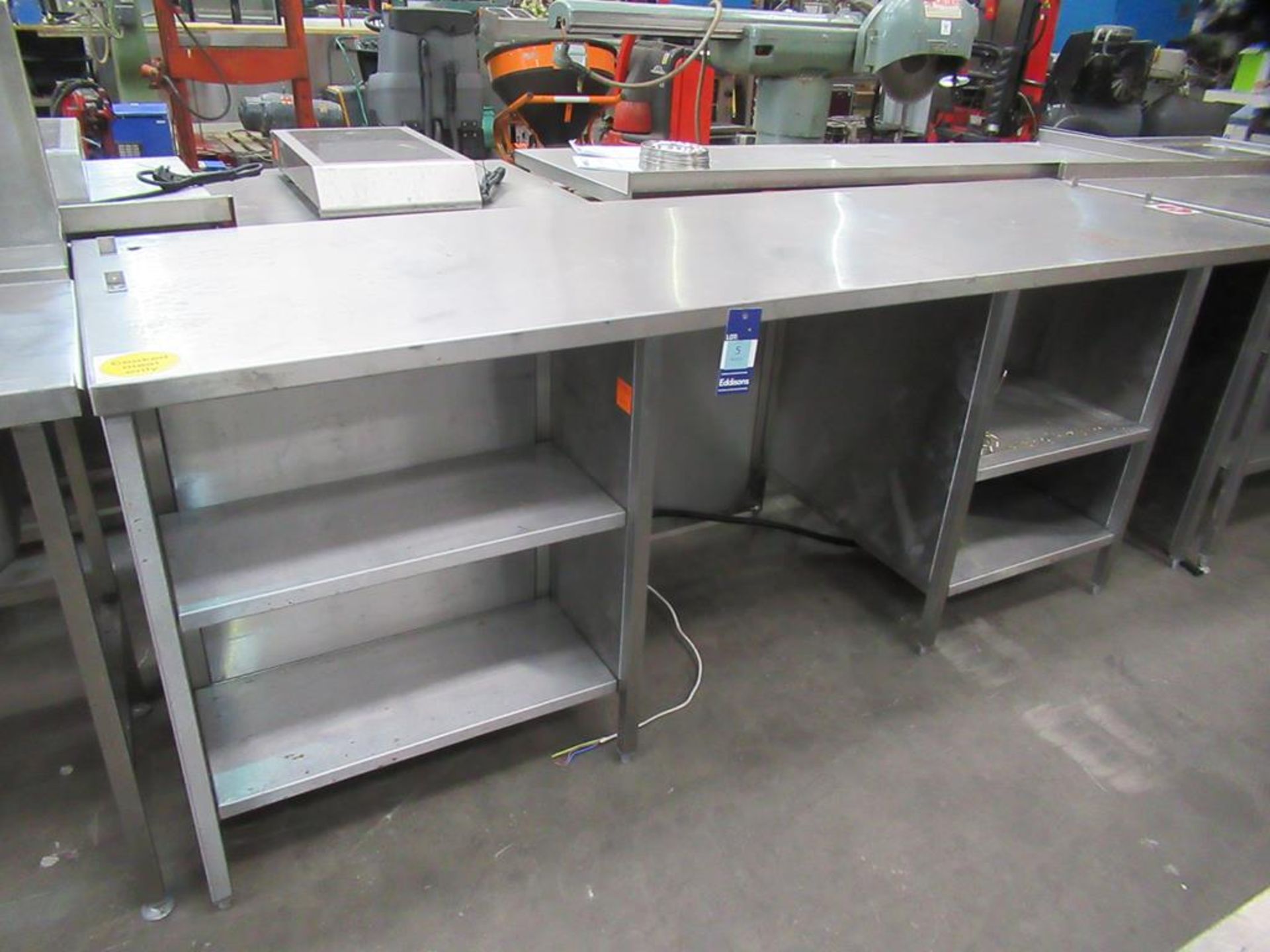 Stainless Steel Island Table/Counter/Cupboard with 2x Double Sockets. - Image 2 of 5