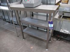 Stainless Steel Narrow Prep Table with Splashback and 2 Undertier Shelves.