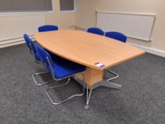 Boardroom table and 5 chairs, table size approx. 2000mm x 1200mm,at widest point (located on the 2nd