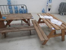 2 timber picnic benches