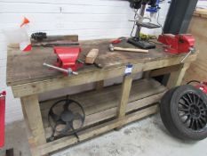 Timber workbench with 2 vices