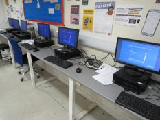 10 HP PCs with Screens and quantity of Keyboard and Mice