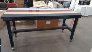 Large Mobile Metal Framed Painted Table