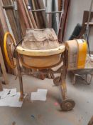Clarke CCM125C cement mixer, serial number 037165, 125 Ltr, 240v, with wheelbarrow