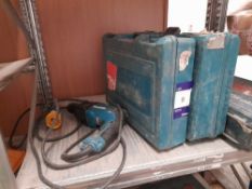 2 x various Makita drills and 1 x Bosch drill, to cases