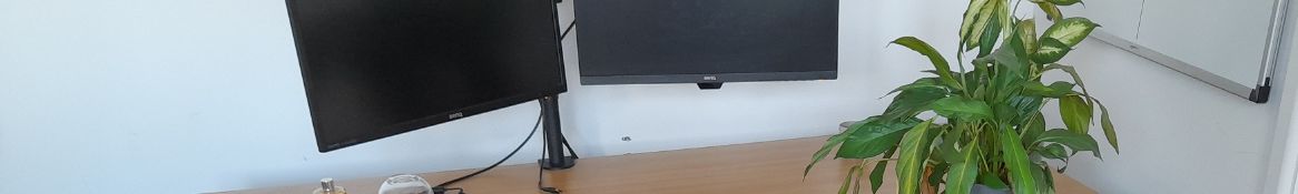 Two Benq Computer Monitors with Desk Bracket